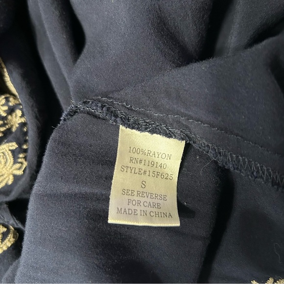 Double Zero Hippie Boho Embroidered Bohemian 70's Bell Sleeve Tunic Blouse Sz S - Picture 10 of 12